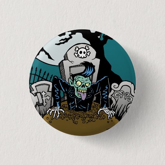 Ness Rockabilly Zombie Ronde Button 3,2 Cm (Voorkant)