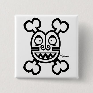 NESS SKULL en BOT LOGO Vierkante Button 5,1 Cm