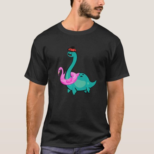 Nessie Pink Flamingo Inflatable Loch Ness Monster T-shirt (Voorkant)