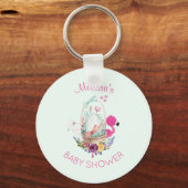 Nest-ei met flamingo en konijn baby shower sleutelhanger (Voorkant)