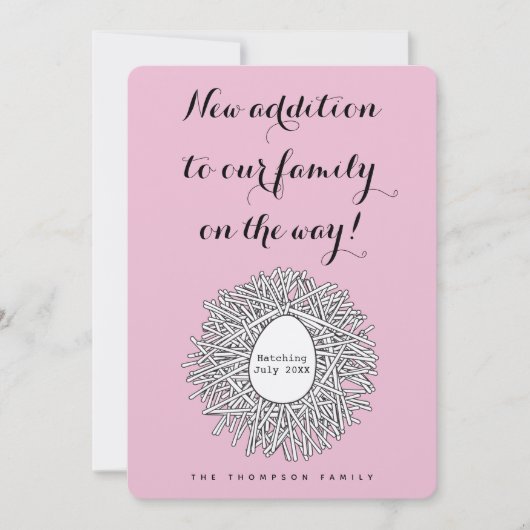 Nest Monogramme Bébé Fille Grossesse Faire-part (Devant)