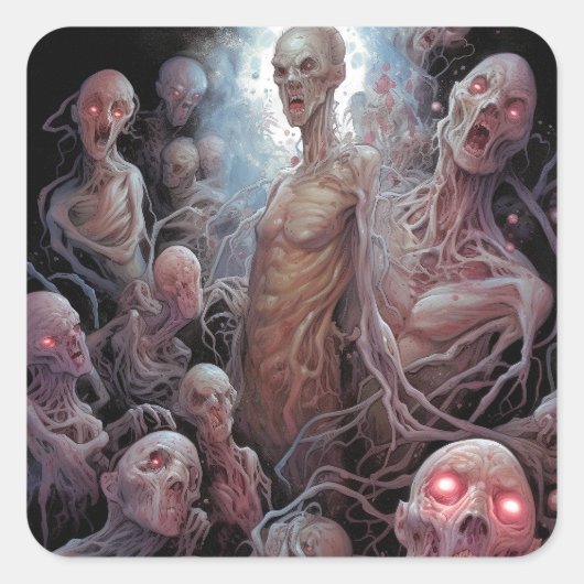Nest of undode Zombies Horror Art Vierkante Sticker (Voorkant)