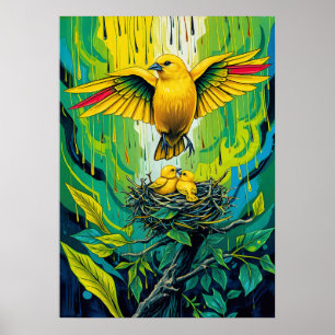 Nest van de Gouden Zangvogel – Levendig Junglegezi Poster