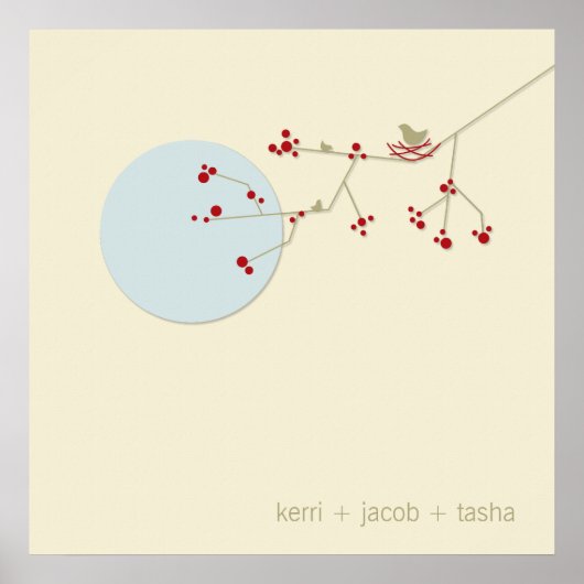 Nestende vogels en gezinsvriendelijke Baby-neurier Poster (Voorkant)