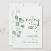 Nestfeest met eucalyptus uitnodiging (Voorkant)