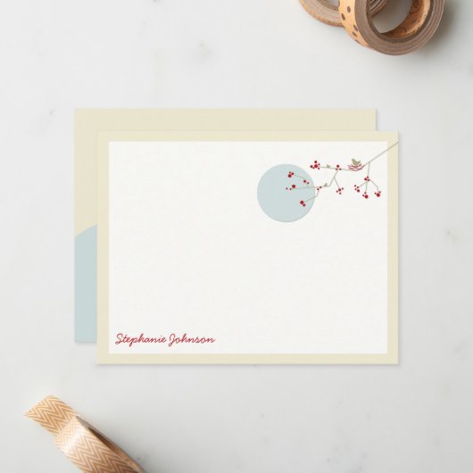 Nesting Bird And Family Baby Merci Carte de note (Devant/Arrière en situation)