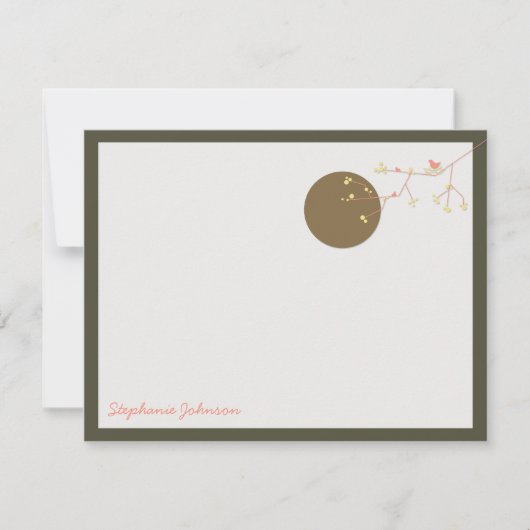 Nesting Bird And Family Baby Merci Carte de note (Devant)