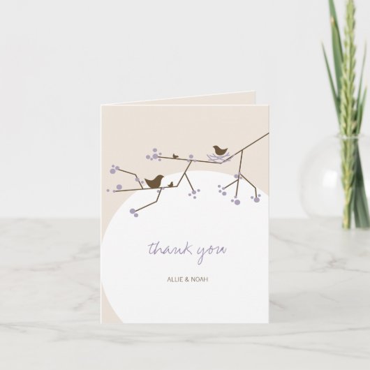 Nesting Bird and Family Baby shower Dank u kaart (Voorkant)
