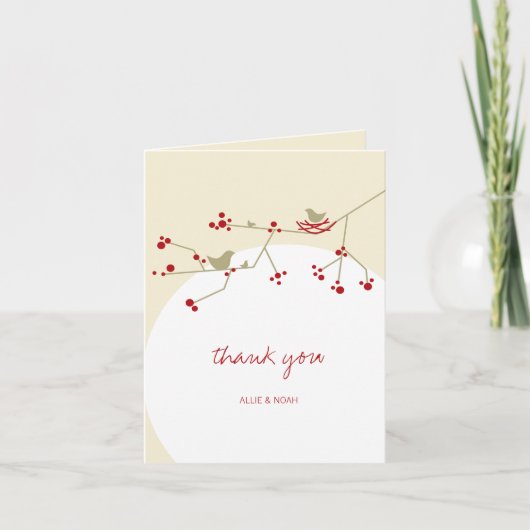 Nesting Bird and Family Baby shower Dank u kaart (Voorkant)