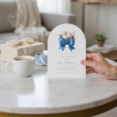 Nesting Bird Blue Bow Baby Shower Invitation