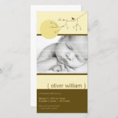 Nesting Bird & Family Baby Boy Faire-part de naiss (Devant / Derrière)