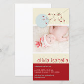 Nesting Bird & Family Baby Girl Faire-part de nais (Devant / Derrière)