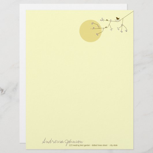 Nesting Bird Family Baby shower Letterhead Briefhoofd (Voorkant / Achterkant)