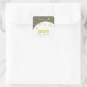 Nesting Bird Family on Branches Modern Baby shower Vierkante Sticker (Tas)