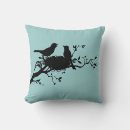 Nesting Birds Silhouette Pillow Kussen