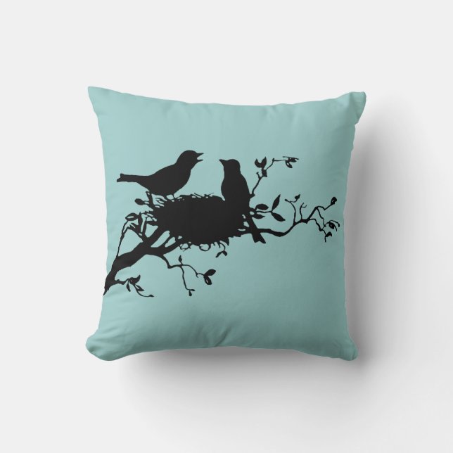 Nesting Birds Silhouette Pillow Kussen (Voorkant)