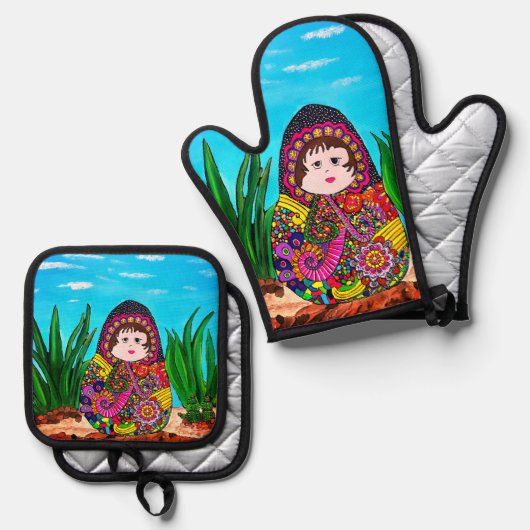 Nesting Doll Ovenwant & Pannenlap Set (Voorkant / Achterkant)