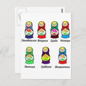 Nesting Dolls Day of the Week Briefkaart (Voorkant / Achterkant)