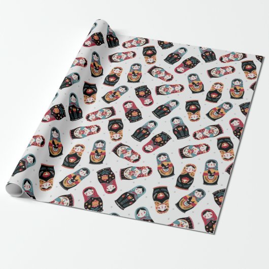 Nesting Dolls Wrapping Paper Cadeaupapier (Uitgerold)