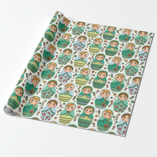 Nesting Dolls Wrapping Paper Cadeaupapier (Uitgerold)