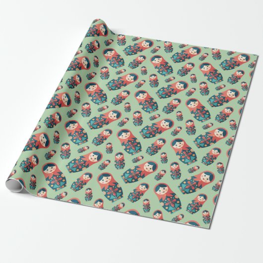 Nesting Dolls Wrapping Paper Cadeaupapier (Uitgerold)