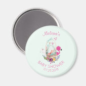 Nesting Egg w/ Flamingo & Bunny Baby shower Magneet (Voorkant / Achterkant)