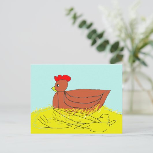 Nesting Hen Briefkaart (Staand voorkant)