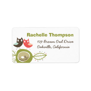 Nesting Owl Family Baby shower Adresetiketten Etiket