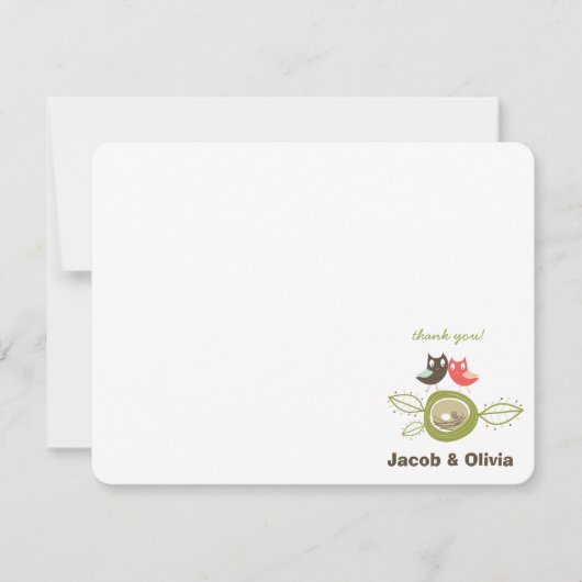 Nesting Owl Family Baby shower Hartelijk dank Notitiekaartje (Voorkant)