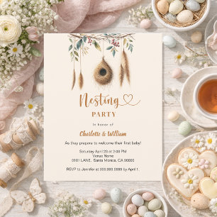 Nesting partij vogelnest baby shower uitnodiging