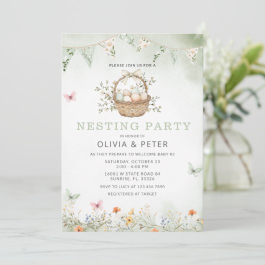 Nesting Party Prep het Nest Baby shower Kaart (Staand voorkant)