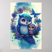 Nestling - Mama & Baby Uil Poster Print (Voorkant)