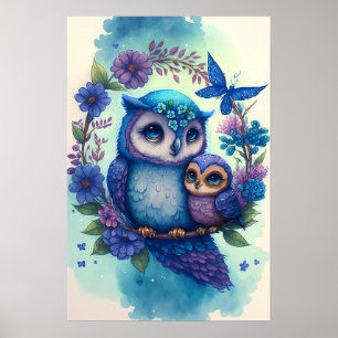Nestling - Poster de la maman et de la chouette de