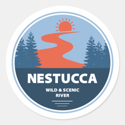 Nestucca wilde en Schilderachtig rivier Ronde Sticker (Voorkant)