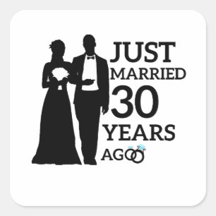Net 30 Jaar Getrouwd, Huwelijksjubileum Paar Vierkante Sticker