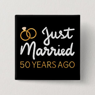 Net 50 Jaar Getrouwd IV Vierkante Button 5,1 Cm