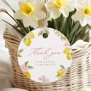 Net afgestudeerd citroenroze bloemen Grad-feestje Bedankjes Labels