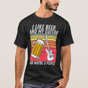 Net als bier drinken en muziek gitaar drinker t-shirt