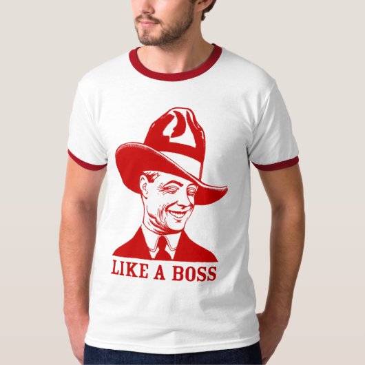 "NET ALS EEN BOSS"-Mannen Raglan Baseball T-Shirt (Voorkant)