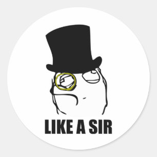 Net als een Sir Monocle Rage Face Meme Ronde Sticker