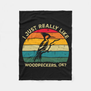 Net als spechten Ok_ Grappige specht Retro Fleece Deken