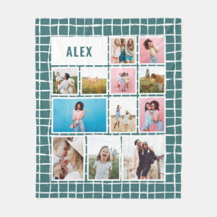 Net blauwgroen 12 foto moderne, minimale abstracte fleece deken