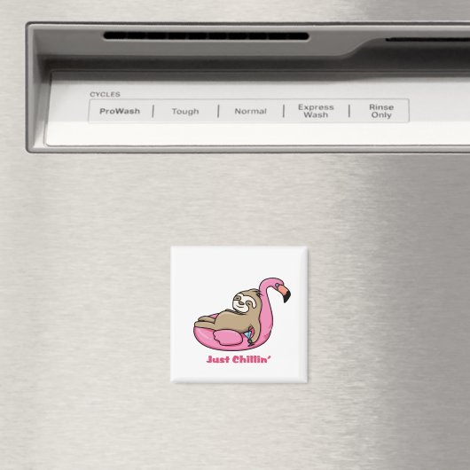NET CHILLIN' - Lazy Sloth & Pink Flamingo Magneet (Insitu (Vaatwasser))