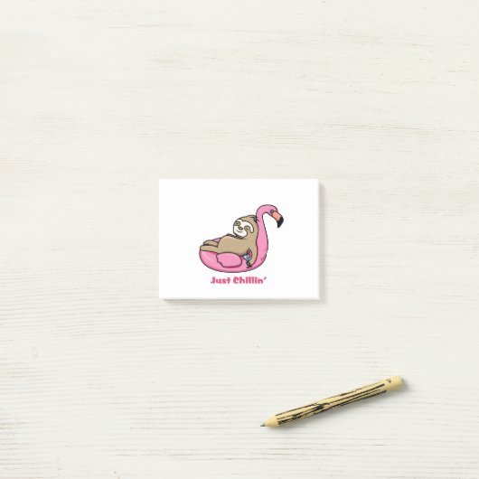NET CHILLIN' - Lazy Sloth & Pink Flamingo Post-it® Notes (Op bureau)
