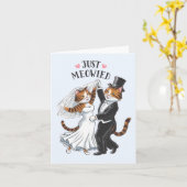 Net gehuwde koppels kat grappige bruiloft kaart (Gele Bloem)