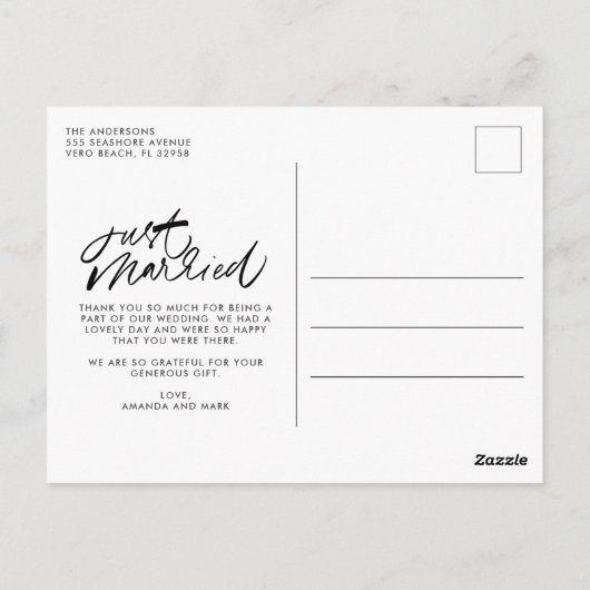 Net getrouwd 3 foto collage bruiloft dank u briefkaart (Achterkant)