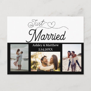 Net Getrouwd 3 Foto Elopement Aankondiging Briefkaart