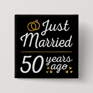 Net Getrouwd 50 Jaar Geleden II Vierkante Button 5,1 Cm