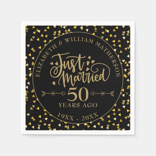 Net getrouwd 50e Jubileum zwart en goud Servet (Voorkant)