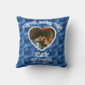 Net Getrouwd Aangepaste Foto & Naam Fleece Deken Kussen (Achterkant)